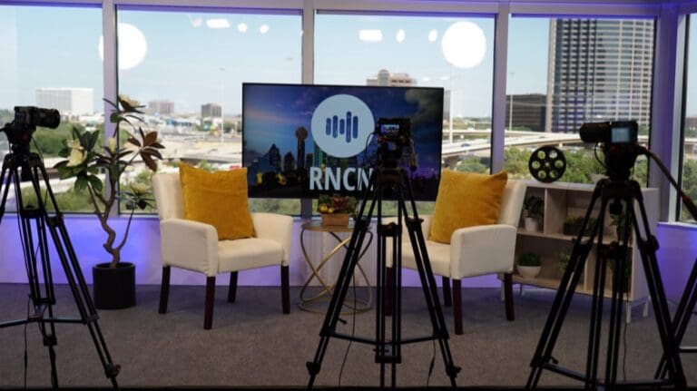 Dallas podcast studio talk show set